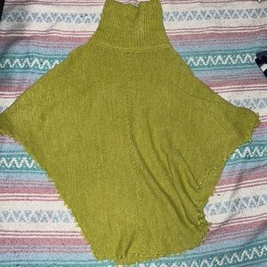 Sparkly lime green poncho sweater